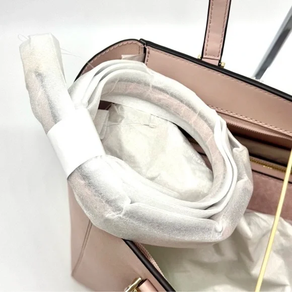 Michael Kors Charlotte LG Tote Bag 3 IN 1 Leather Shoulder Bag Powder Blush